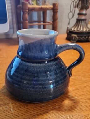Vintage Glazed Pottery No Spill Coffee Mug